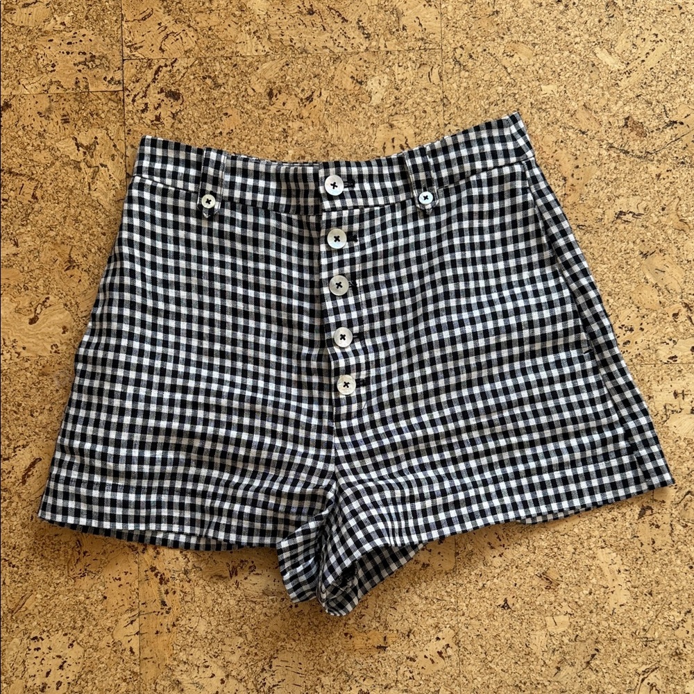 Reformation black & white Gingham Button-Front Women's Shorts